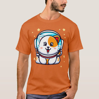 Camiseta Cute Cat Astronauta Space Kawaii Chibi Kitten Masc