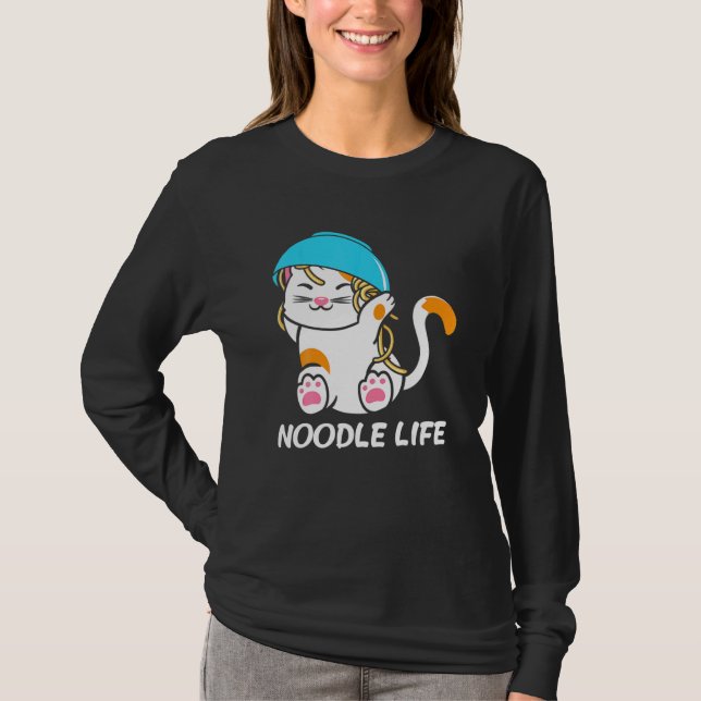 Camiseta Cute Cat Bowl Noodles Head Noodle Life Kitten Kitt (Anverso)