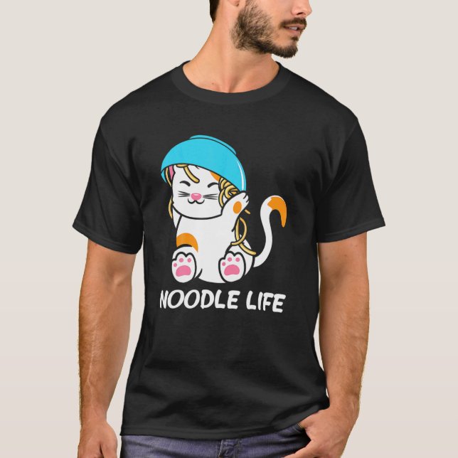 Camiseta Cute Cat Bowl Noodles Head Noodle Life Kitten Kitt (Anverso)