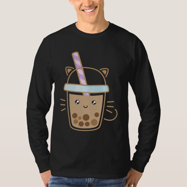 Camiseta Cute Cat Bubble Boba Milk Tea Rainbow Bes Tea (Anverso)