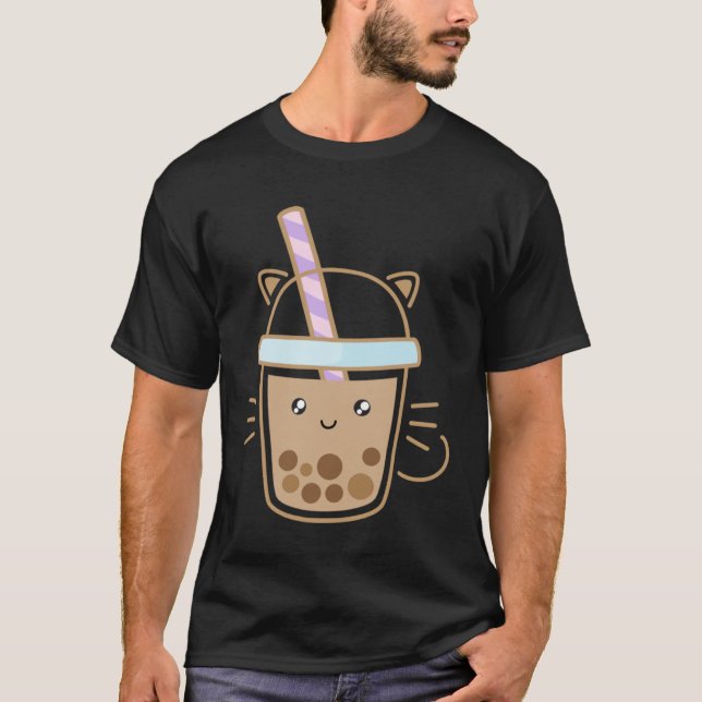 Camiseta Cute Cat Bubble Boba Milk Tea Rainbow Bes Tea (Anverso)