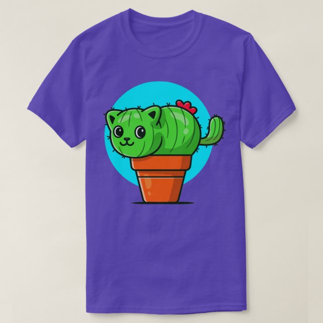 Camiseta Cute Cat Cactus Cartoon Illustration (Diseño del anverso)