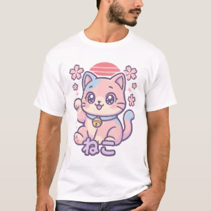 Camiseta Cute Cat Calle japonesa Kawaii Top