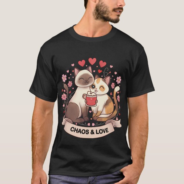 Camiseta Cute Cat Couple Sticker for Romantic Gift or Cozy (Anverso)