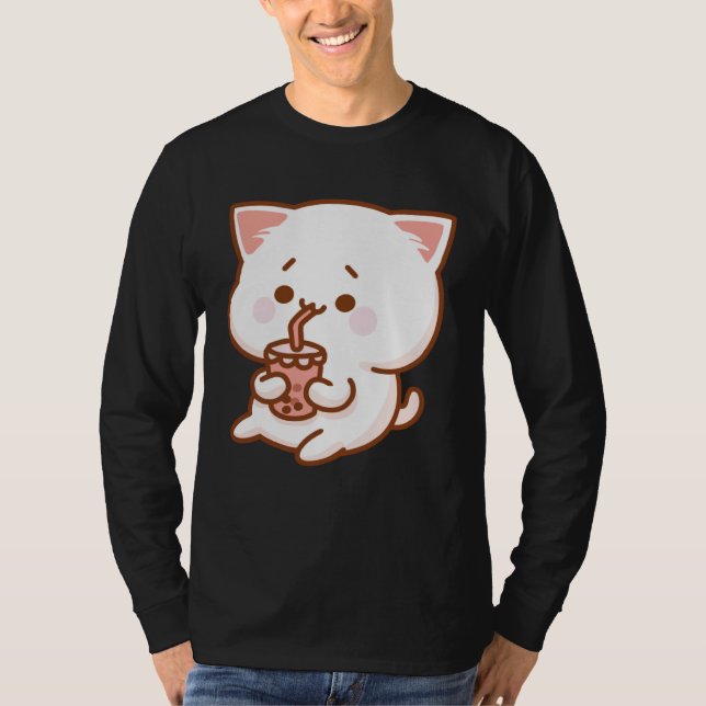 Camiseta Cute Cat Driking Tea with bubbles (Anverso)