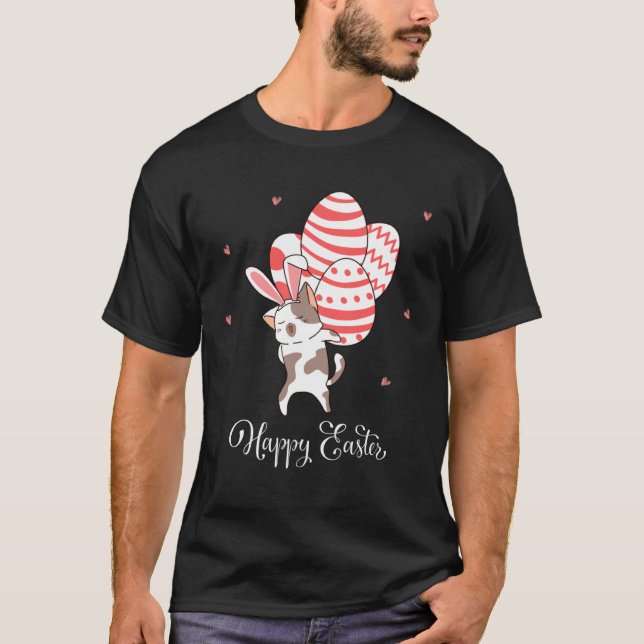 Camiseta Cute  Cat Easter Bunny Kitten Easter Eggs (Anverso)