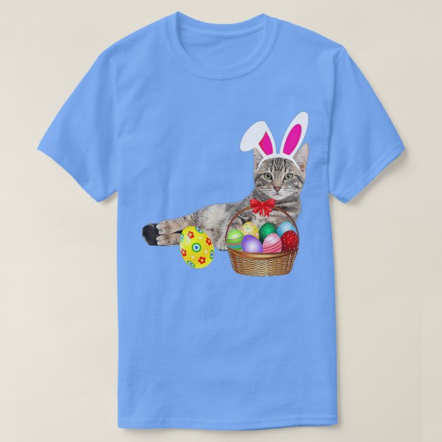 Camiseta Cute Cat Easter Day Bunny Eggs Costume Gift Mens W (Diseño del anverso)