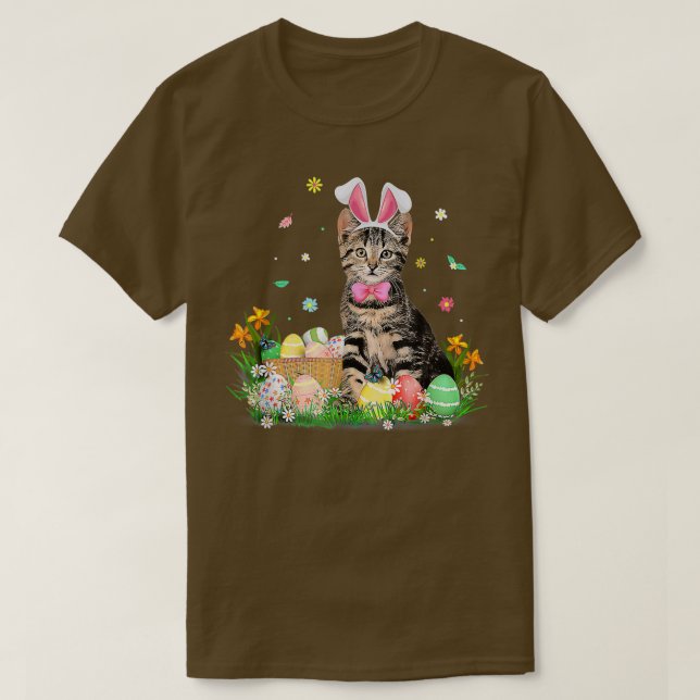 Camiseta Cute Cat Easter Day Bunny Eggs Costume Gift Mens W (Diseño del anverso)