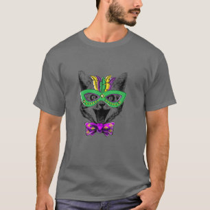 Camiseta Cute Cat Face Funny Character Mardi Gras Carnival