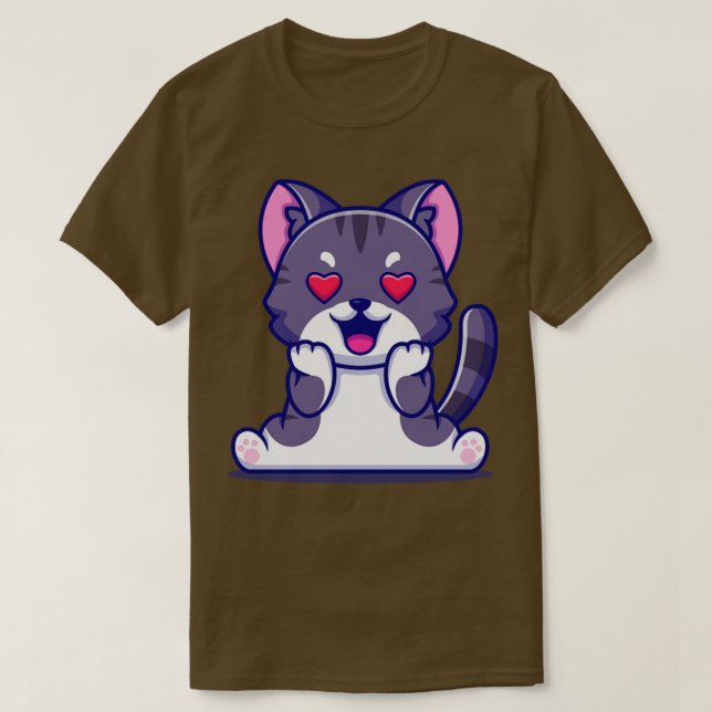 Camiseta Cute Cat Falling In Love Cartoon (Diseño del anverso)