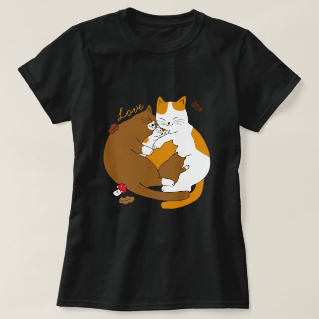 Camiseta Cute Cat Family (Diseño del anverso)