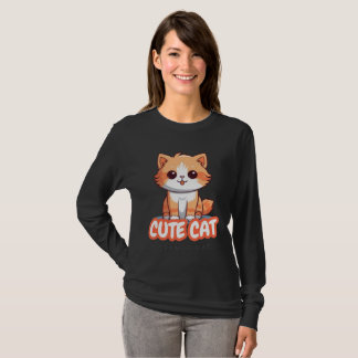 Camiseta "Cute Cat Fashion Print - Elegante Diseño Kitty pa