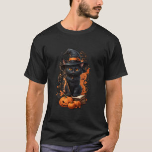 Camiseta Cute Cat Gracioso vestido Halloween Ropa Gato Negr