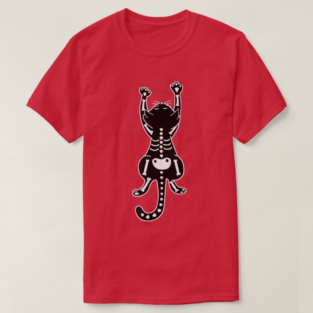 Camiseta Cute Cat Kitten Skeleton Halloween (Diseño del anverso)