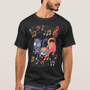 Camiseta Cute Cat Kitty Juega Nota De Música Clef Música Ar