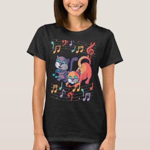 Camiseta Cute Cat Kitty Juega Nota De Música Clef Música Ar