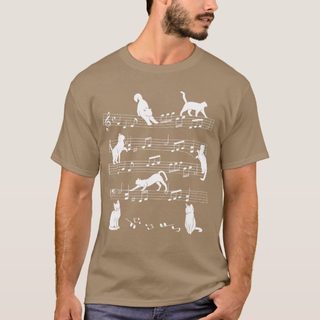 Camiseta Cute Cat Kitty Playing Music Note Clef Musician Ar (Anverso)