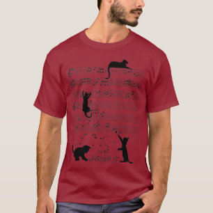Camiseta Cute Cat Kitty Tocar Nota De Música Clef