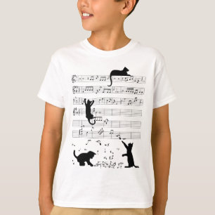 Camiseta Cute Cat Kitty Tocar Nota De Música Clef Musician