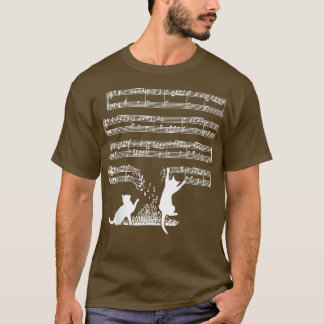 Camiseta Cute Cat Kitty Tocar Nota De Música Clef Musician