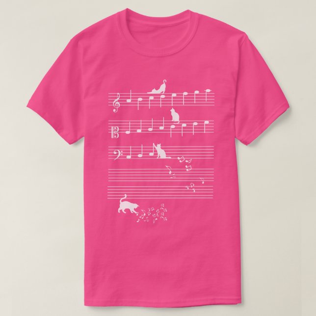 Camiseta Cute Cat Kitty Tocar Nota De Música Clef Musician  (Diseño del anverso)