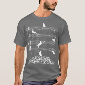 Camiseta Cute Cat Kitty Tocar Nota De Música Clef Musician