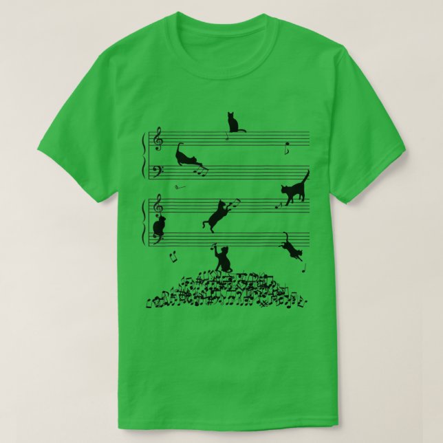 Camiseta Cute Cat Kitty Tocar Nota De Música Clef Musician  (Diseño del anverso)
