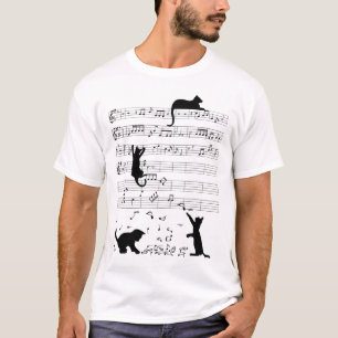Camiseta Cute Cat Kitty Tocar Nota De Música Clef Musician