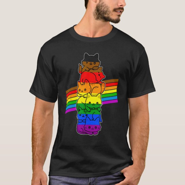 Camiseta Cute Cat  LGBT Philadelphia Pride Flag Support LGB (Anverso)