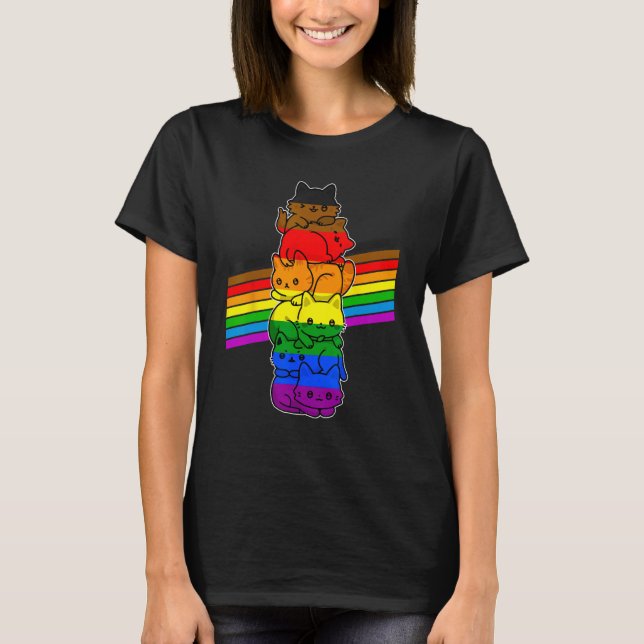 Camiseta Cute Cat  LGBT Philadelphia Pride Flag Support LGB (Anverso)