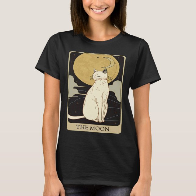 Camiseta Cute Cat Lover, Moon Tarot Card, Cat Tarot Card, F (Anverso)