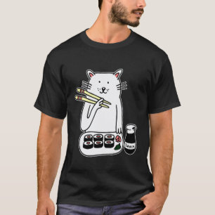 Camiseta Cute Cat Maki & Nigiri Sushi Palillos, Japonés