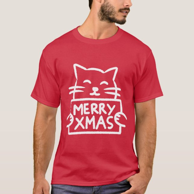 Camiseta Cute Cat Merry Xmas (Anverso)