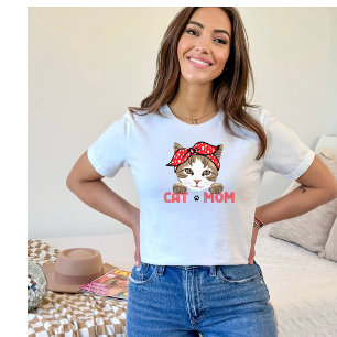 Camiseta Cute Cat Mom Red Scarf