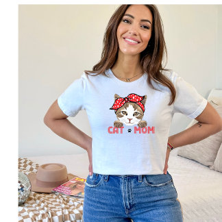 Camiseta Cute Cat Mom Red Scarf
