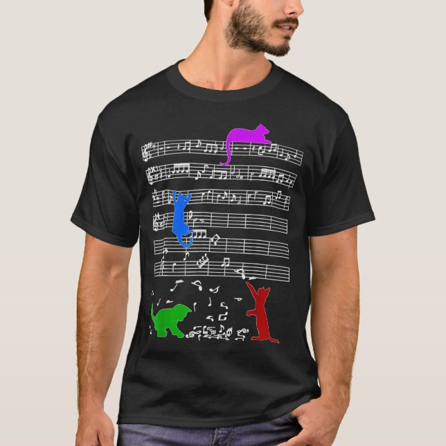 Camiseta Cute Cat Music Notes Kitty Piano (Anverso)