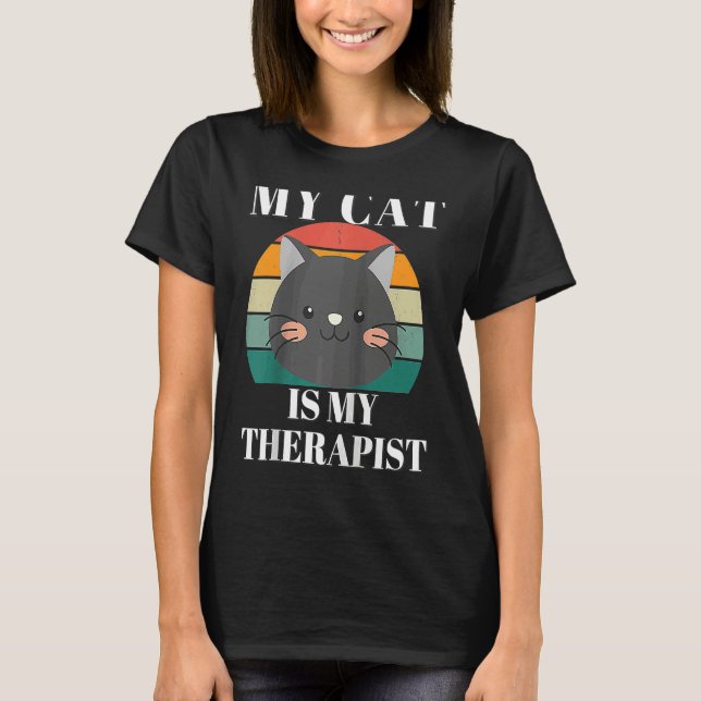 Camiseta Cute Cat My Cat is My Therapist Raglan Baseball (Anverso)