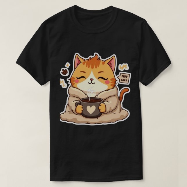 Camiseta Cute Cat "Not Cake" Coffee Lover (Diseño del anverso)