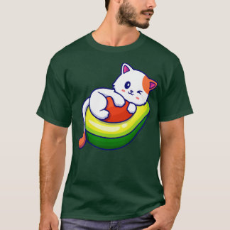Camiseta Cute Cat On Avocado Fruit Cartoon
