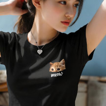Cute Cat Peeking from Pocket Minimalist Black