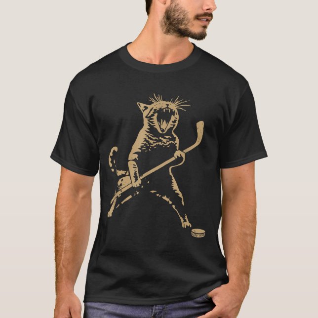 Camiseta Cute Cat Playing Ice Hockey Lover Player Funny  (Anverso)