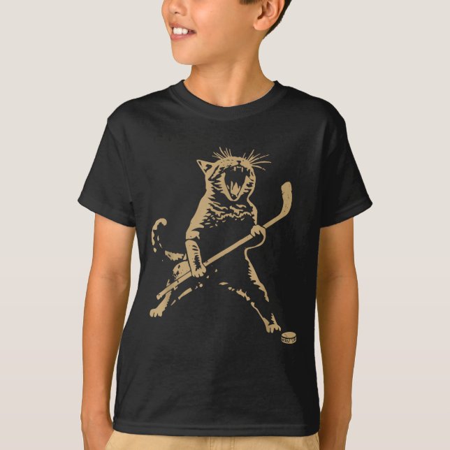 Camiseta Cute Cat Playing Ice Hockey Lover Player Funny  (Anverso)