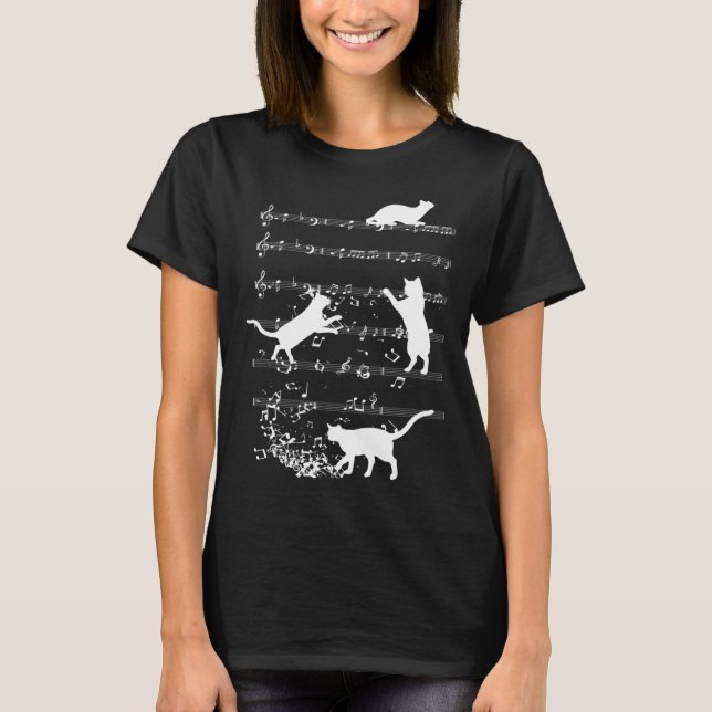 Camiseta Cute Cat Playing Music Notes Jazz Day  Jazz Musi (Anverso)