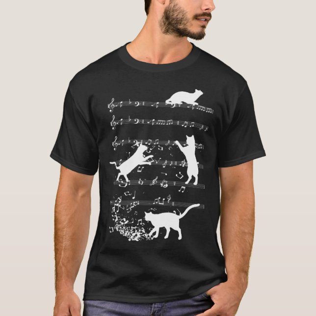 Camiseta Cute Cat Playing Music Notes Jazz Day  Jazz Musi (Anverso)
