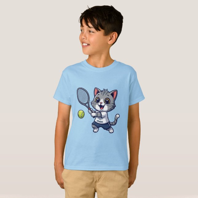 Camiseta Cute cat playing tennis (Anverso completo)