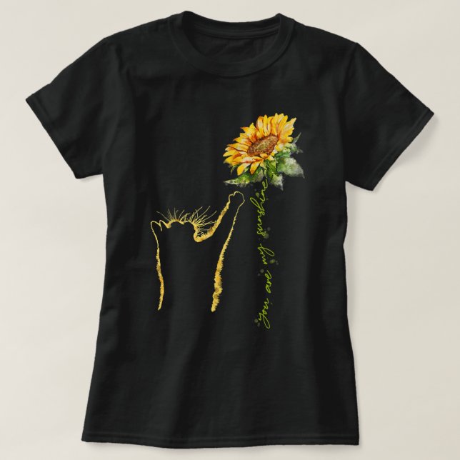 Camiseta Cute Cat Reach For A Sunflower T-Shirt (Diseño del anverso)
