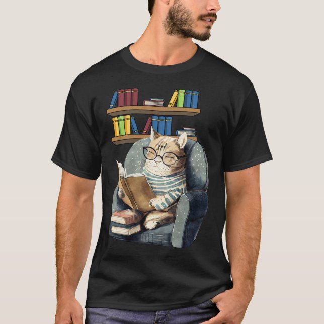 Camiseta Cute Cat Reading Book Bookworms Cat Reading 3 (Anverso)