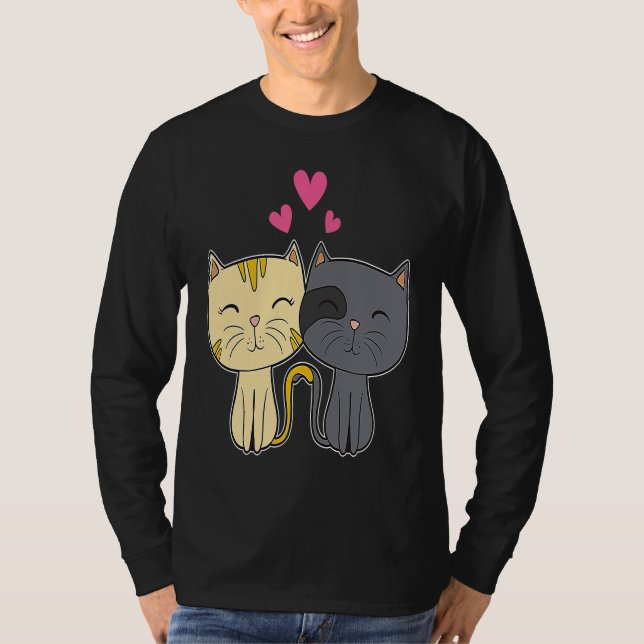 Camiseta Cute Cat Red Heart  for Him Her Cat  Valentine Day (Anverso)