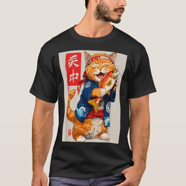 Camiseta Cute Cat Sushi Japanese Food Anime Graphic Tees Me (Anverso)