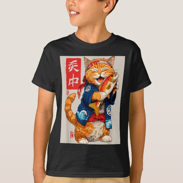 Camiseta Cute Cat Sushi Japanese Food Anime Graphic Tees Me (Anverso)